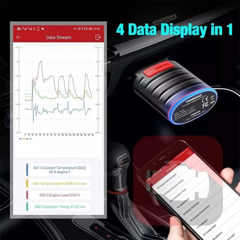 Interface de diagnostic automobile OBD2 THINKDIAG Multimarque Bluetooth 4.2 [Lire et effacer les codes, Programmation ECU, OBD Scanner]