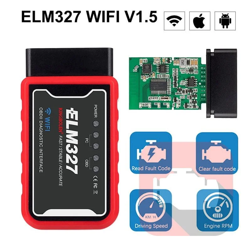 OBD2 Elm327 Wifi Bluetooth V1.5 / V2.1 OBD2 Car Diagnostic Scanner WIF  ELM327 Interface Works On the Cehicle Android / IOS Error Code （Black） 