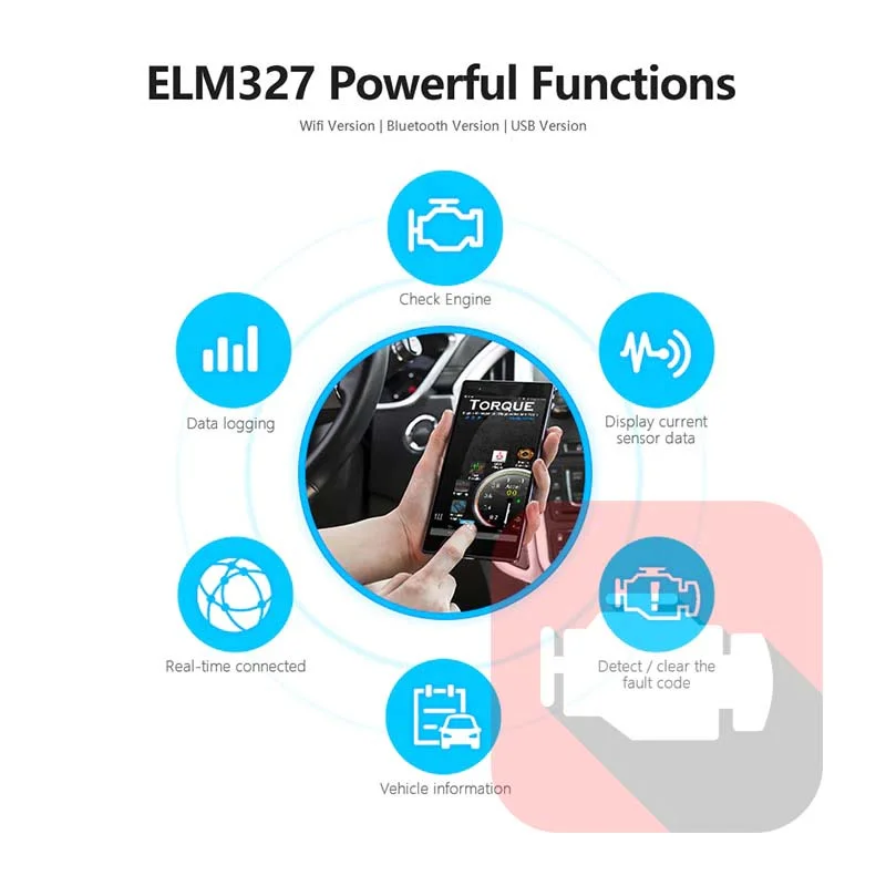 Interface de diagnostic automobile ELM327 OBD2 V1.5 Bluetooth BT2.0 [Lire et effacer les codes, vérification moteur, OBD Scanner]