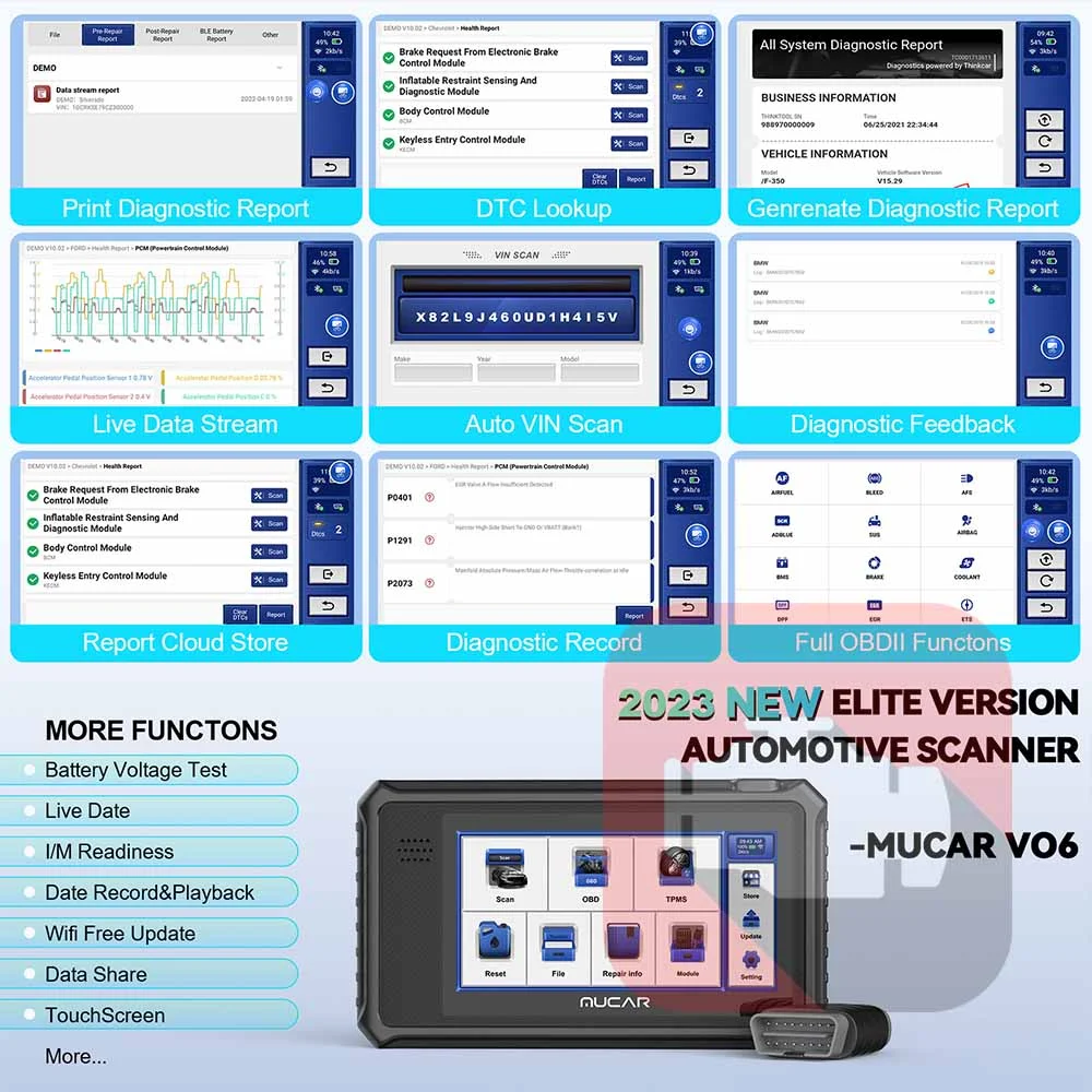 MUCAR VO6 - Professioneller Multimarken-Autodiagnosekoffer [Vollständiger OBD-Scanner, ECU-Codierung, Aktionstest]🚀🎯.